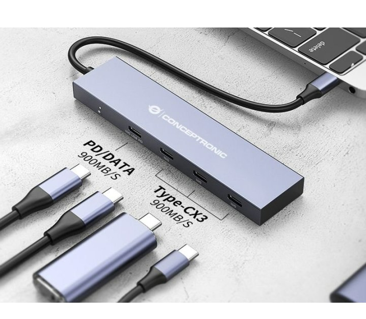 Hub Usb 3.2 Conceptronic Hubbies14g 4 Puertos Usb-c