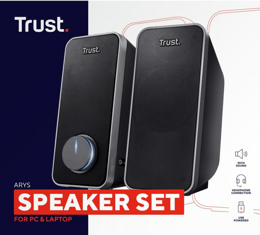 Altavoces Trust Arys 2,0 Para Pc/portátil Con Conexión Audio 3,5mm Y Alimentación USB