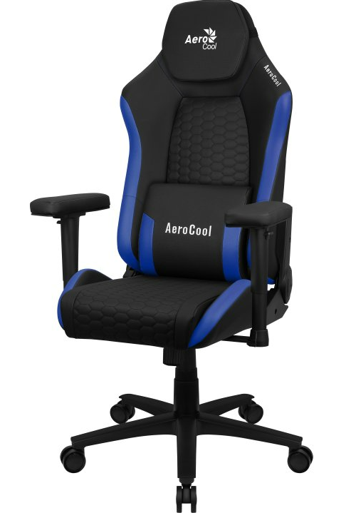 Silla Gaming Aerocool Crown Diseño Premium Cuero Sintetico Azul/Rojo/Blanco
