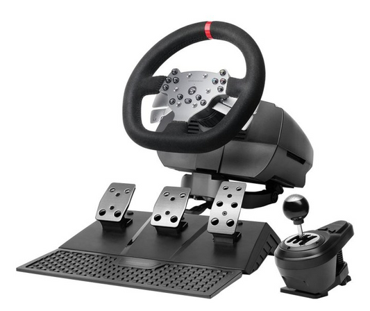 Volante Mars Gaming Force Feedback Motor Dual Pedales Y Palanca Multiplataforma