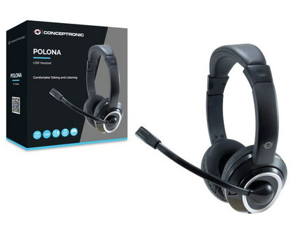 Headset Usb Conceptronic Polona Micrófono Flexible