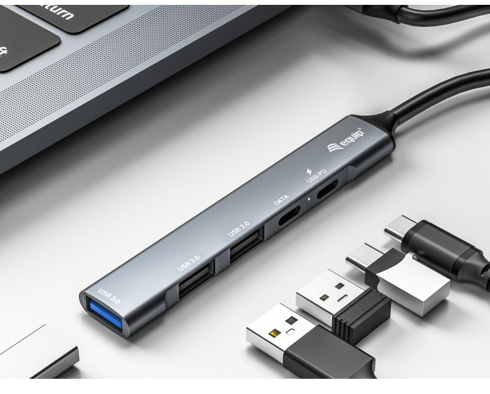 Hub Usb-c 3.2 Equip Life 2 Usb 2.0 + Usb 3.0 + Usb-c Carcasa De Aluminio