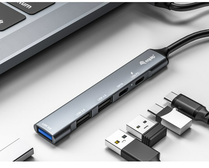 Hub Usb-c 3.2 Equip Life 2 Usb 2.0 + Usb 3.0 + Usb-c Carcasa De Aluminio