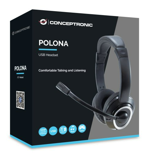 Headset Usb Conceptronic Polona Micrófono Flexible