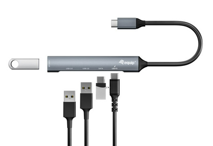 Hub Usb-c 3.2 Equip Life 2 Usb 2.0 + Usb 3.0 + Usb-c Carcasa De Aluminio